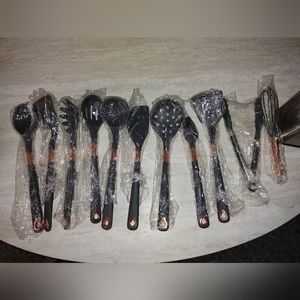 11pc Rose Gold/ Gray Silicon Cooking Utensil Set
